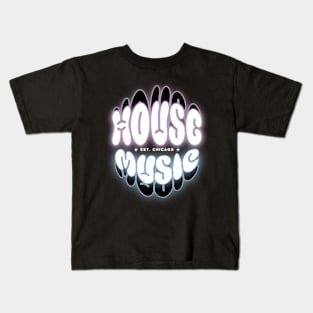 HOUSE MUSIC  - Puffy Y2K Glow (Lavender/blue) Kids T-Shirt